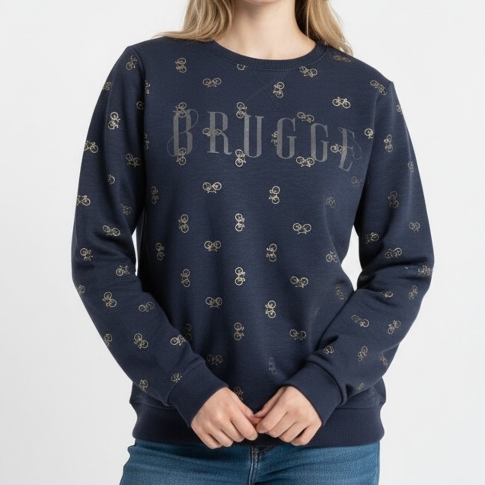 BRUGGE Novelty Bicycle Funky Sweatshirt Blue Size XS